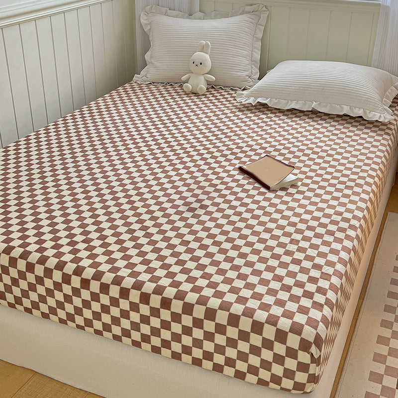 Soild Ultra Soft Fitted Sheet Modern Elegant Winter Bed Sheet Set