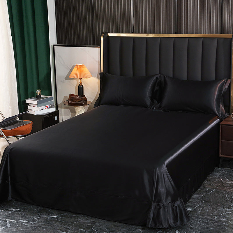 Rayon Elegand Fitted Sheet Modern Soild 3 Piece Bed Sheet Set