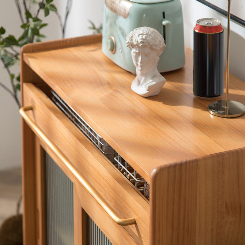 Modern Display Stand Pine Display Cabinet with Doors for Dining Room