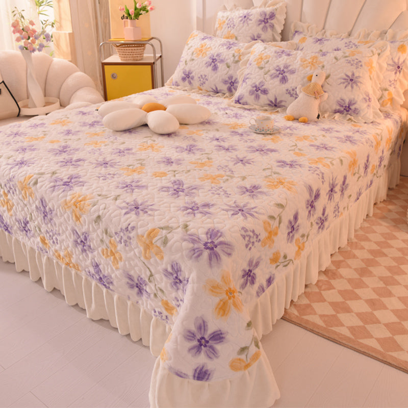 Flannel Bed Sheet Set Breathable Pure Color Fade Resistant Soft Bed Sheet