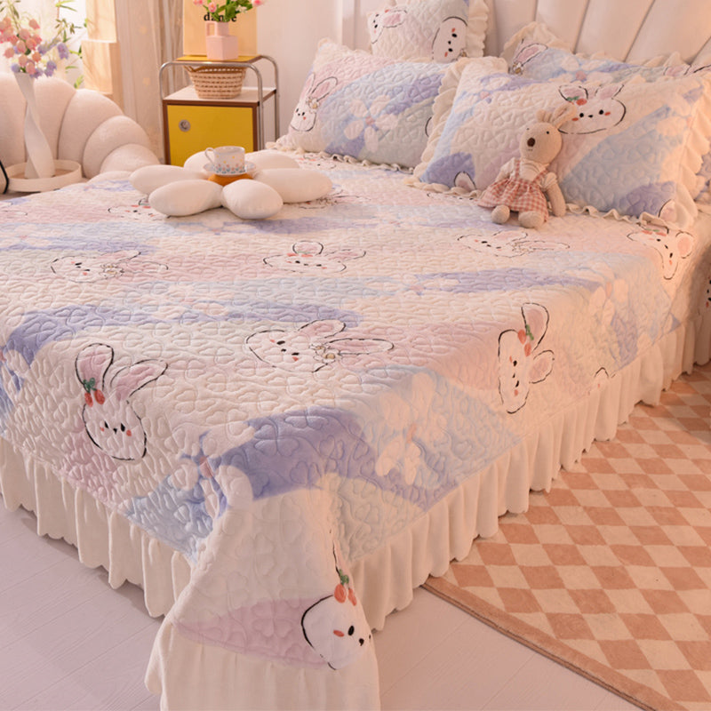 Flannel Bed Sheet Set Breathable Pure Color Fade Resistant Soft Bed Sheet
