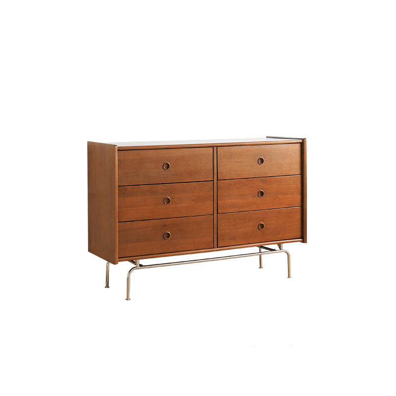 Contemporary Pine Double Dresser Horizontal Storage Chest Dresser for Bedroom
