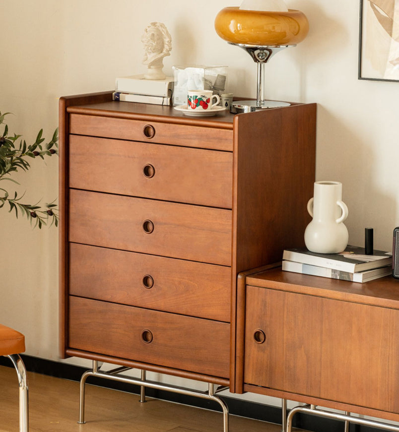 Contemporary Pine Double Dresser Horizontal Storage Chest Dresser for Bedroom