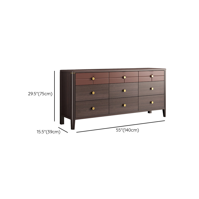 Contemporary Double Dresser Pine Horizontal Storage Chest Dresser for Bedroom