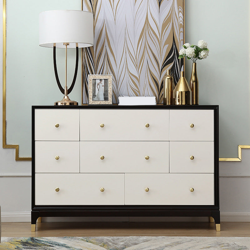 Classic Glam Double Dresser Cherry Horizontal Storage Chest Dresser for Bedroom