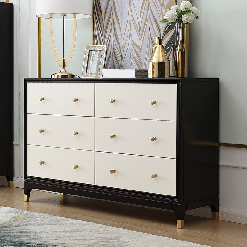 Classic Glam Double Dresser Cherry Horizontal Storage Chest Dresser for Bedroom