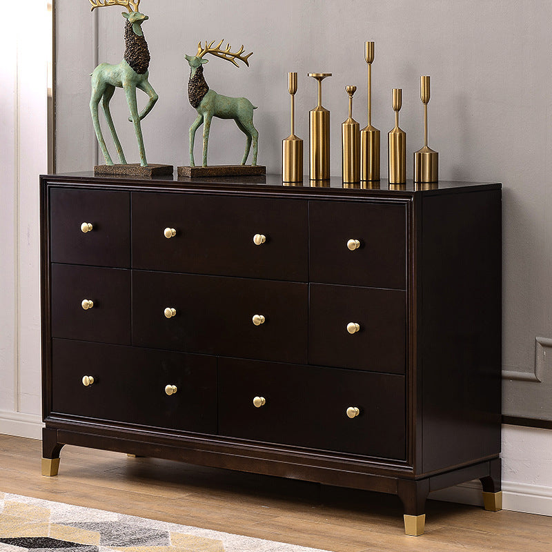 Classic Glam Double Dresser Cherry Horizontal Storage Chest Dresser for Bedroom