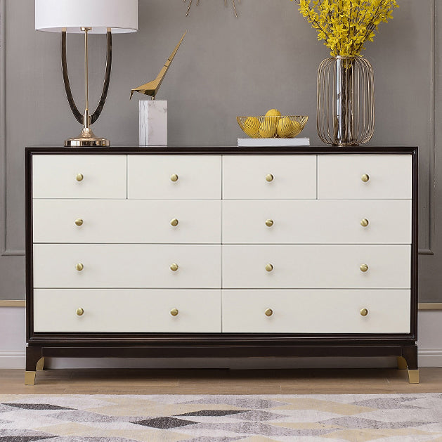 Classic Glam Double Dresser Cherry Horizontal Storage Chest Dresser for Bedroom