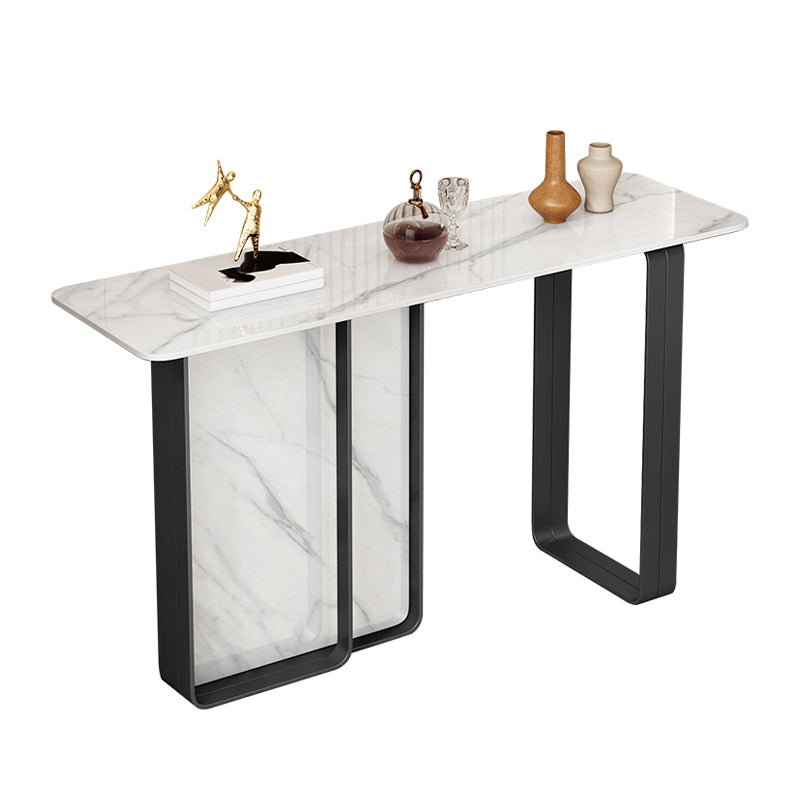 12 inch Wide Accent Table Rectangle Shape Stone Console Table for Hall