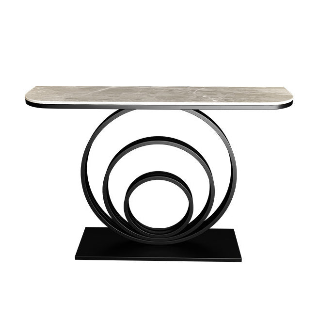 12 Inch Wide Modern Accent Table Half Moon Metal Console Table for Hall