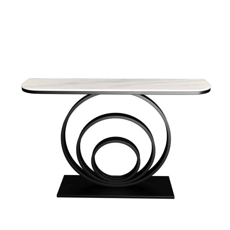 12 Inch Wide Modern Accent Table Half Moon Metal Console Table for Hal