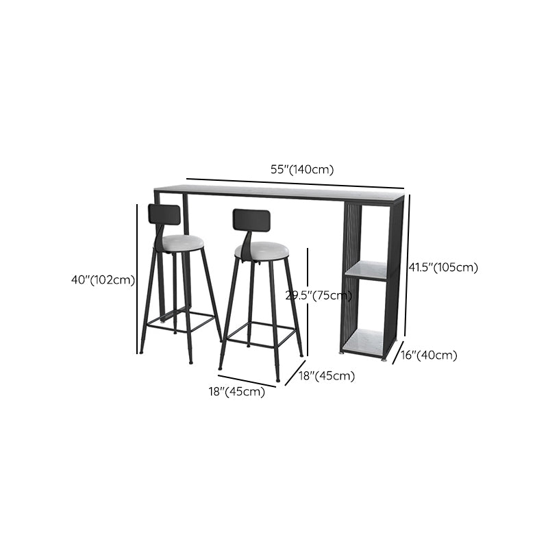 Modern Bar Table Set 1/3 Pieces Faux Marble Rectangle Bistro Set for Indoor