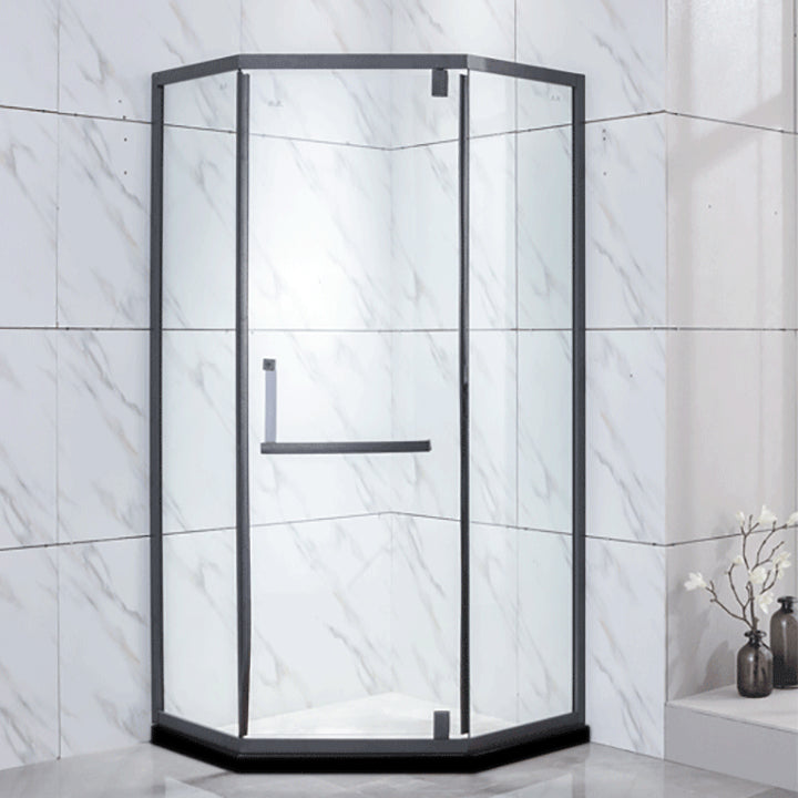 Black Semi Frameless Tempered Glass Shower Door Pivot Shower Door