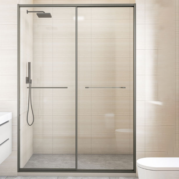 Matte Gray Bypass Shower Door Full Frame Tempered Glass Shower Door