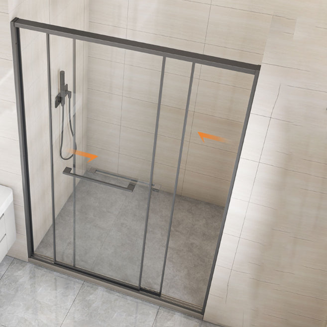 Matte Gray Bypass Shower Door Full Frame Tempered Glass Shower Door