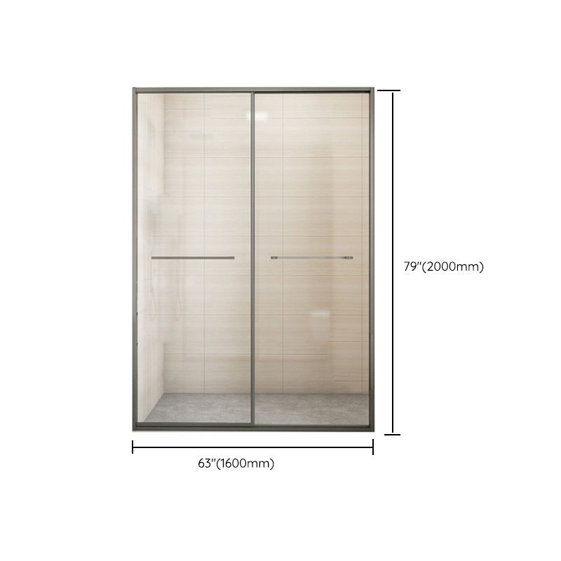 Matte Gray Bypass Shower Door Full Frame Tempered Glass Shower Door