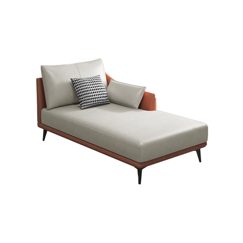 Nordic Cushioned Chaise Lounge Leather Chaise with Recessed Arms for Bedroom