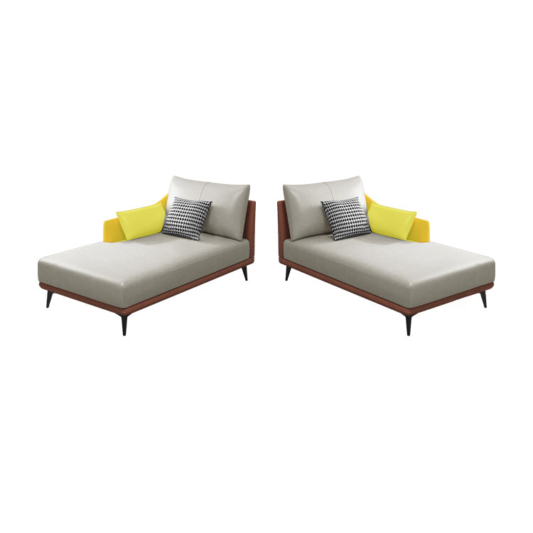 Nordic Cushioned Chaise Lounge Leather Chaise with Recessed Arms for Bedroom