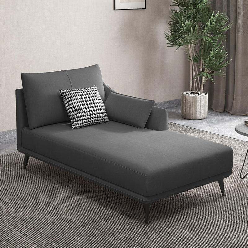 Nordic Cushioned Chaise Lounge Leather Chaise with Recessed Arms for Bedroom