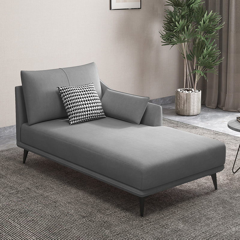 Nordic Cushioned Chaise Lounge Leather Chaise with Recessed Arms for Bedroom