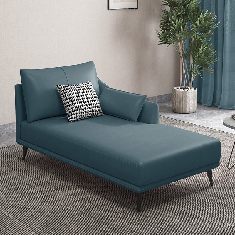 Nordic Cushioned Chaise Lounge Leather Chaise with Recessed Arms for Bedroom