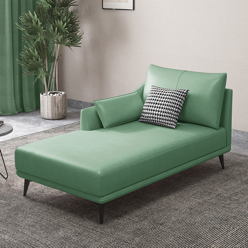 Nordic Cushioned Chaise Lounge Leather Chaise with Recessed Arms for Bedroom