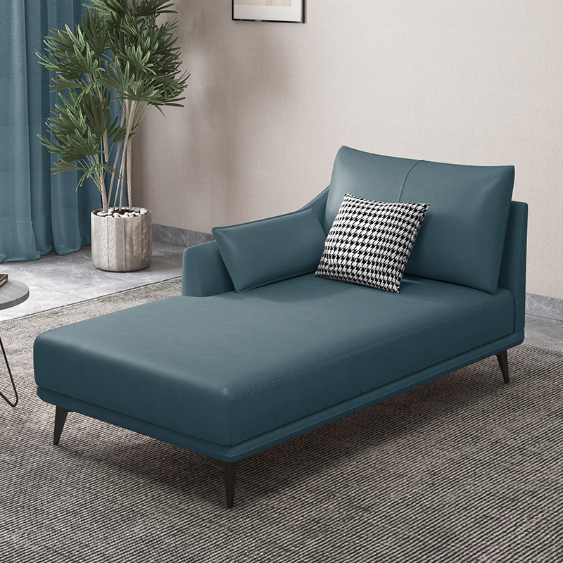 Nordic Cushioned Chaise Lounge Leather Chaise with Recessed Arms for Bedroom