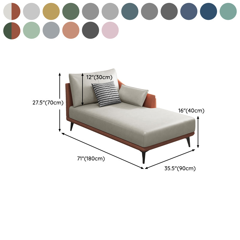 Nordic Cushioned Chaise Lounge Leather Chaise with Recessed Arms for Bedroom