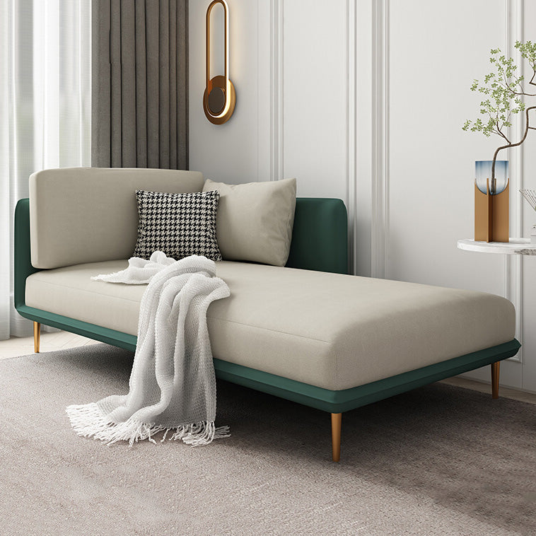 Nordic Style Faux Leather Chaise Square Arms Chaise in Solid Color
