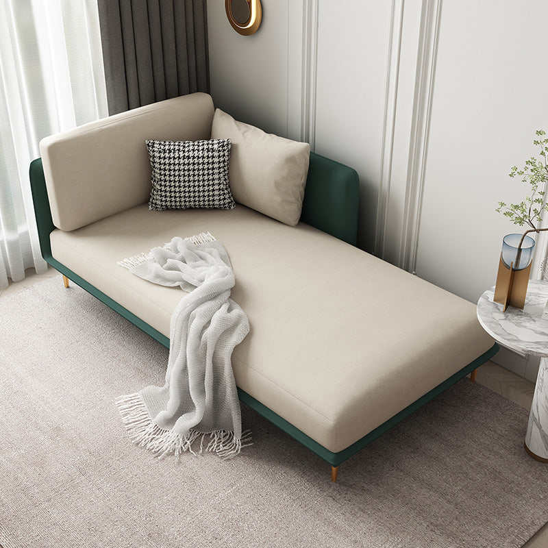Nordic Style Faux Leather Chaise Square Arms Chaise in Solid Color