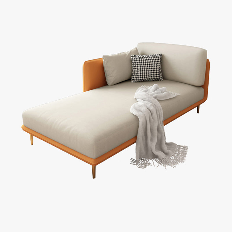 Nordic Style Faux Leather Chaise Square Arms Chaise in Solid Color