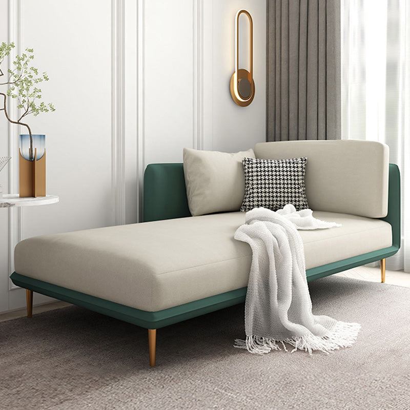 Nordic Style Faux Leather Chaise Square Arms Chaise in Solid Color