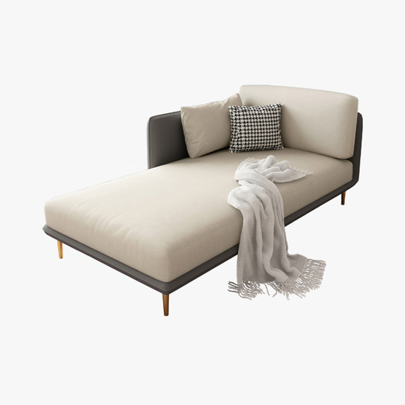 Nordic Style Faux Leather Chaise Square Arms Chaise in Solid Color