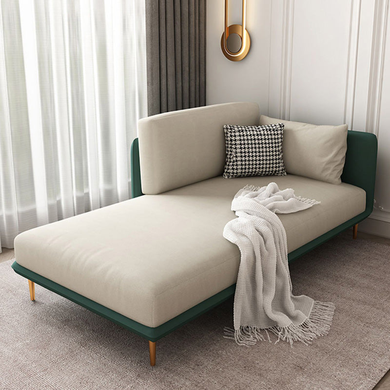 Nordic Style Faux Leather Chaise Square Arms Chaise in Solid Color