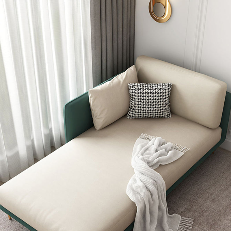 Nordic Style Faux Leather Chaise Square Arms Chaise in Solid Color
