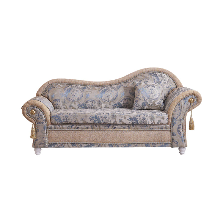 Bohemian Style Chaise Lounge Upholstered Chaise with Rolled Arms for Bedroom