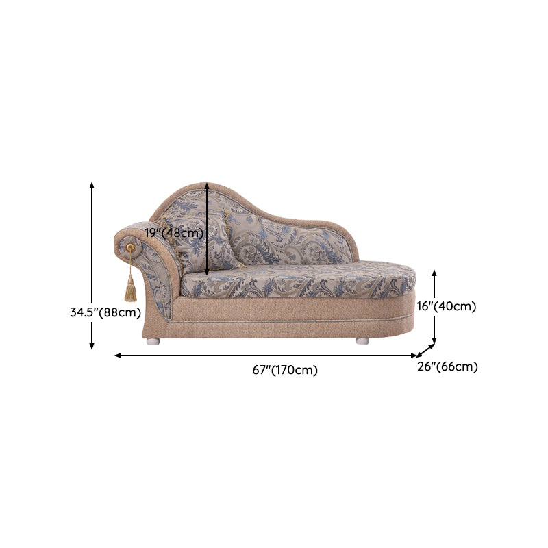 Bohemian Style Chaise Lounge Upholstered Chaise with Rolled Arms for Bedroom