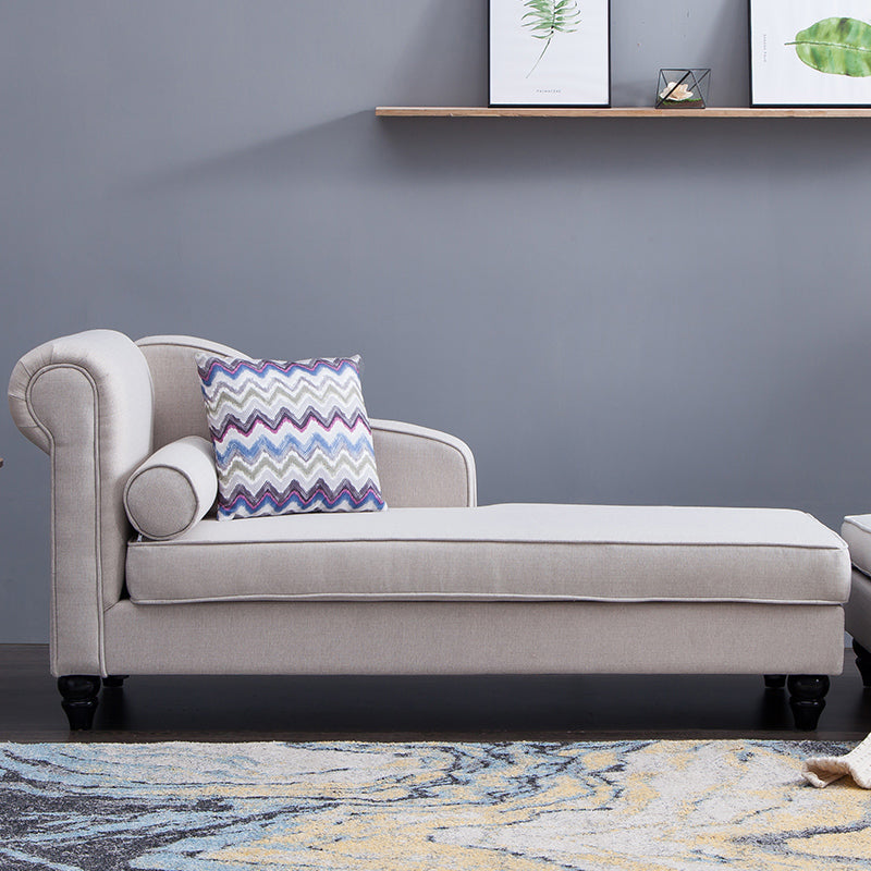 Modern Style Chaise Lounge Couch Solid Color Lounge Chair with Linen