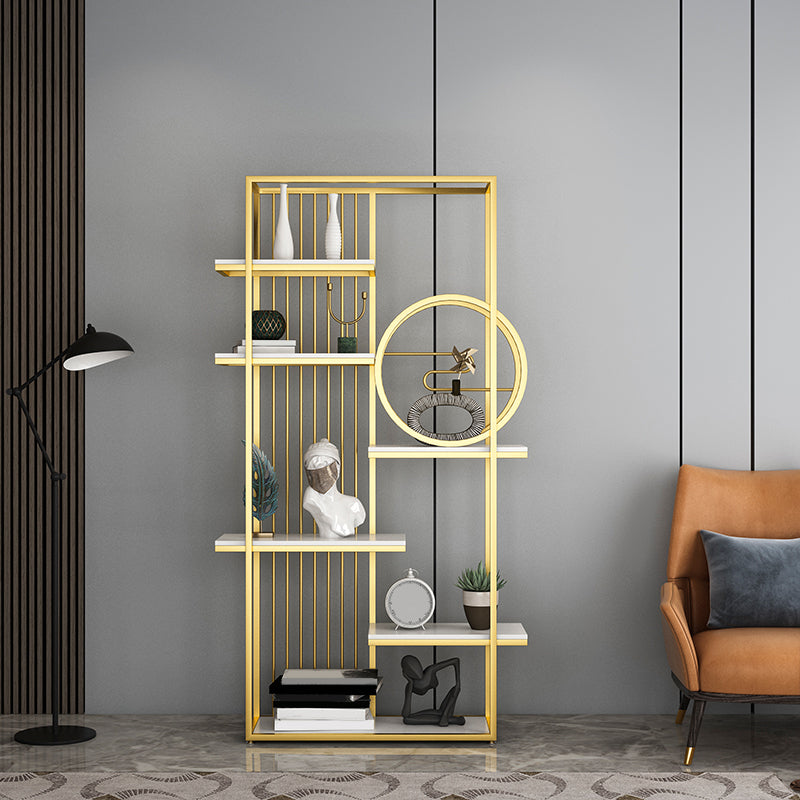 Glam Metal Shelf Bookcase Open Back Bookcase for Home Office