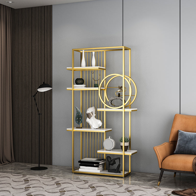 Glam Metal Shelf Bookcase Open Back Bookcase for Home Office