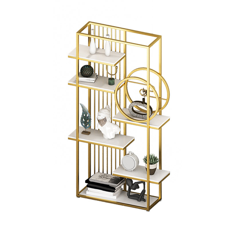 Glam Metal Shelf Bookcase Open Back Bookcase for Home Office