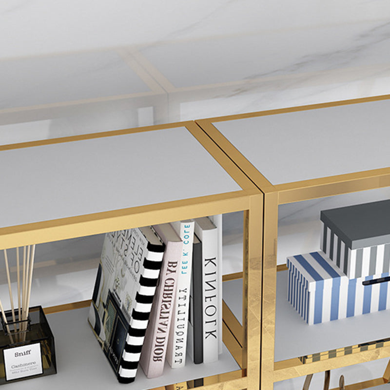 Glam Shelf Bookcase Open Back Metal Bookcase with Drawers for Home Office