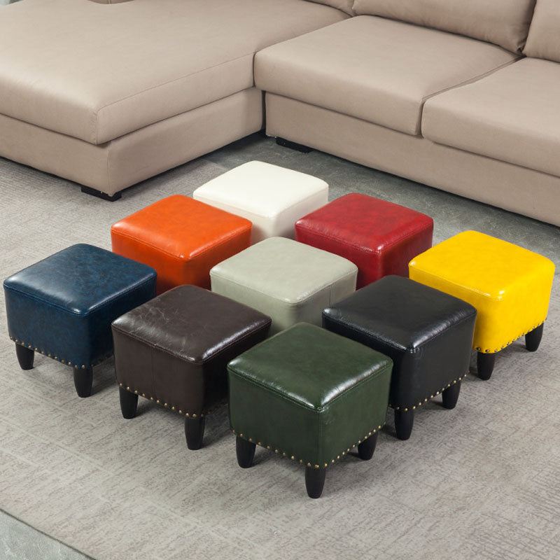 Leather Standard Stool Modern Style Simple Household Square Footstool