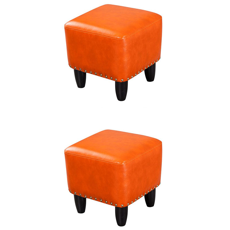 Leather Standard Stool Modern Style Simple Household Square Footstool