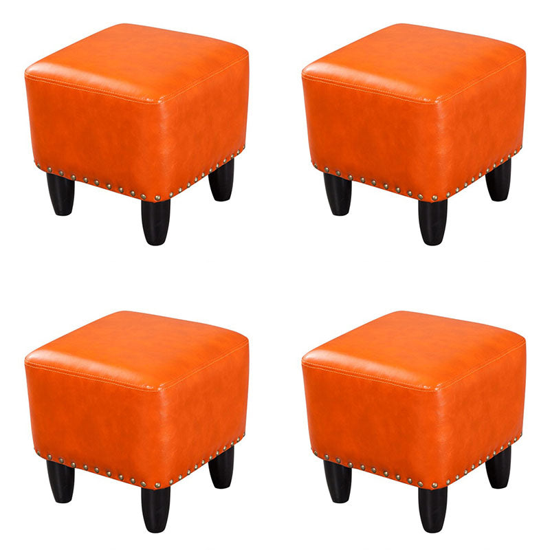 Leather Standard Stool Modern Style Simple Household Square Footstool