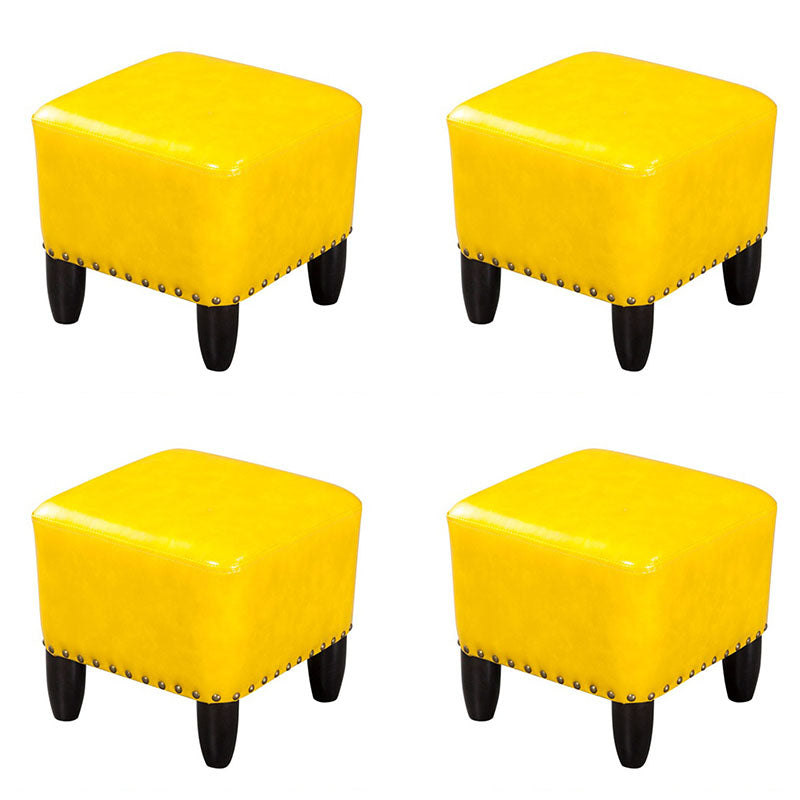 Leather Standard Stool Modern Style Simple Household Square Footstool