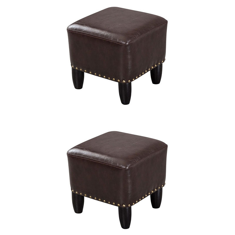 Leather Standard Stool Modern Style Simple Household Square Footstool