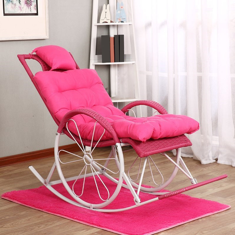 Mid Century Modern Rocking Chair Indoor Rattan Rocking Chair with Cushion