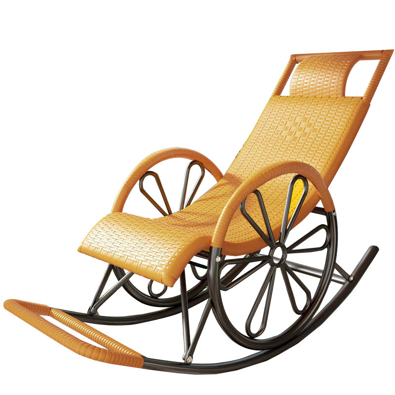 Mid-Century Modern Rattan Rocking Chair Metal Rocking Chair for Living Room