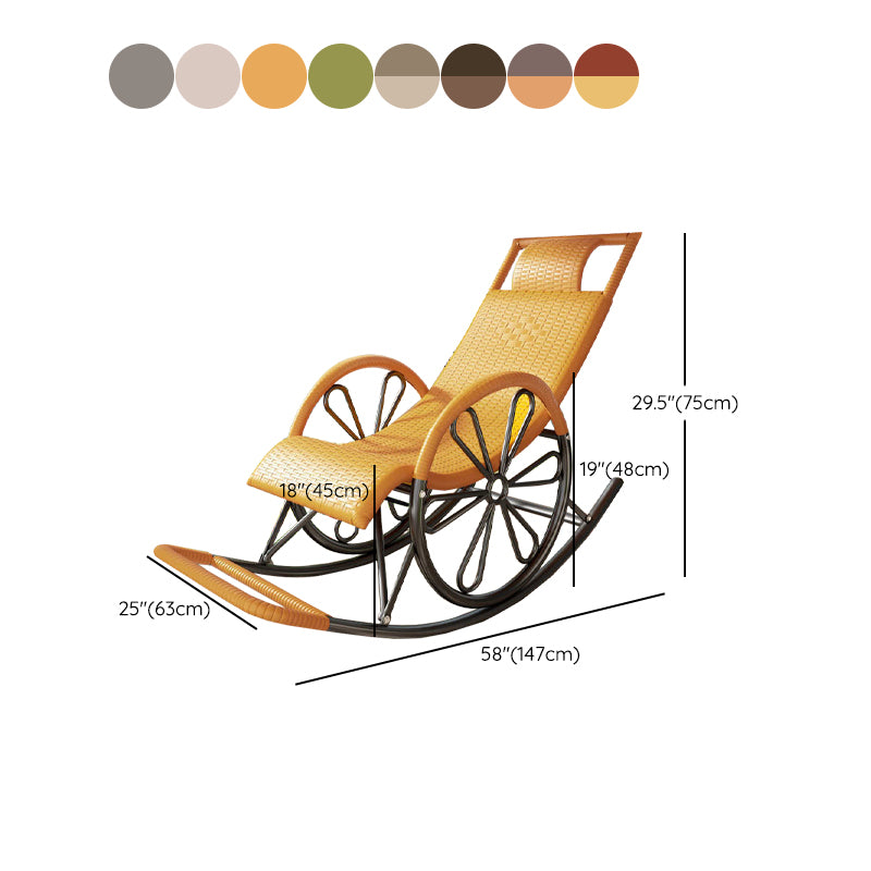 Mid-Century Modern Rattan Rocking Chair Metal Rocking Chair for Living Room